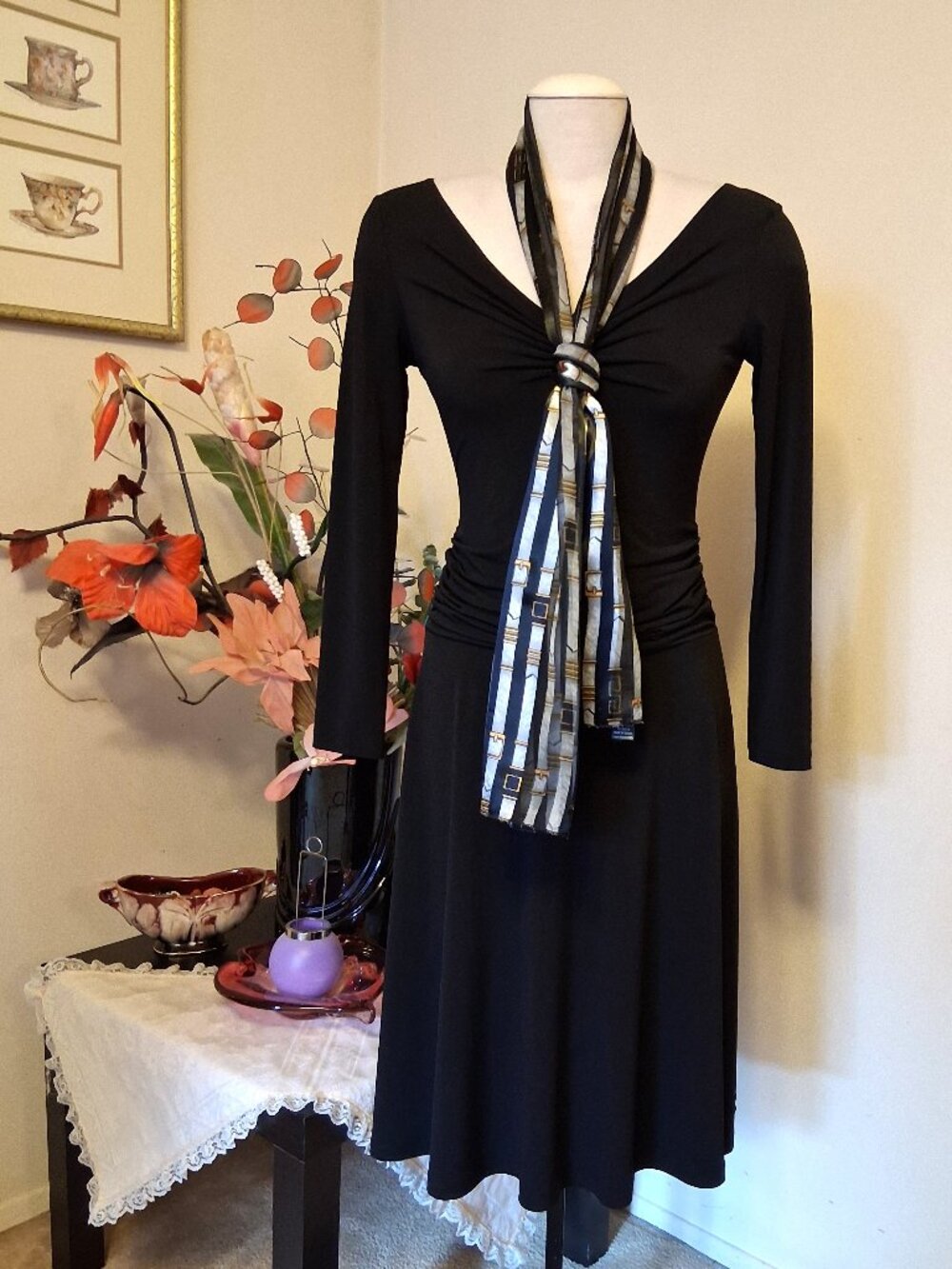 NWOT Vintage Striped Long Scarf Wrap Wearable Art Spring Fall Winter Scarves